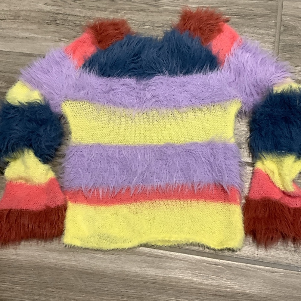 Kimchi Urban Outfitters Cropped Eyelash Multi-Color Long-sleeve Sweater Small